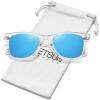 Clear Frame Blue Mirrored Lens