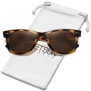 image:imageMEETSUN Polarized Sunglasses for Women Men Classic Retro Square Frame Driving Sun Glasses UV ProtectionBrown Tortoise Frame Brown Lens