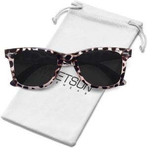 image:imageMEETSUN Polarized Sunglasses for Women Men Classic Retro Square Frame Driving Sun Glasses UV ProtectionGrey Leopard Frame Grey Lens