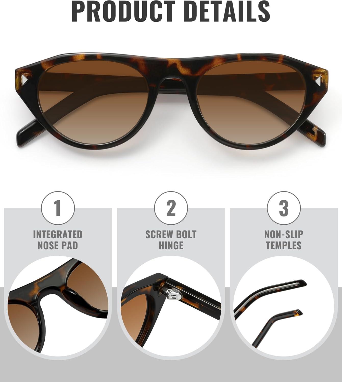 image:imageMEETSUN Trendy Cat Eye Sunglasses for Women Retro Oval Vintage Narrow Frame UV400 Protection for Driving Travel OutdoorC2 Leopard Print Frame C4 Black Frame