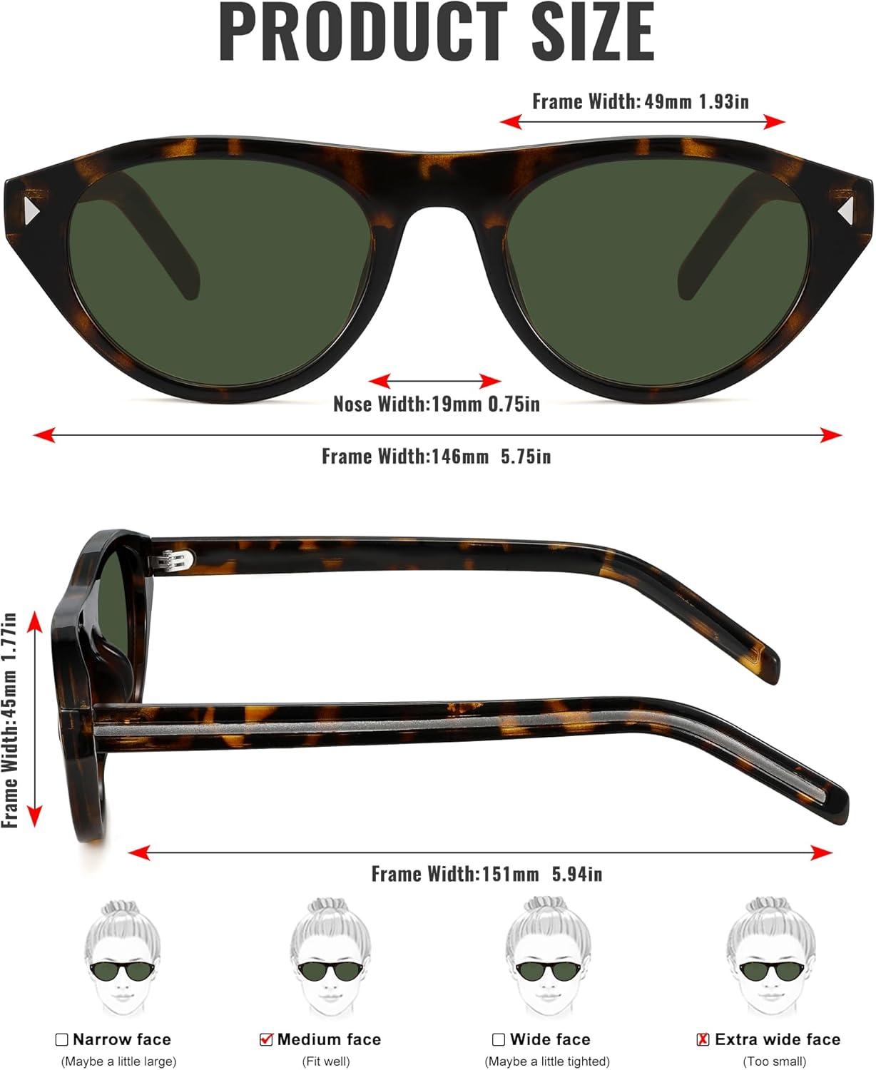 image:imageMEETSUN Trendy Cat Eye Sunglasses for Women Retro Oval Vintage Narrow Frame UV400 Protection for Driving Travel OutdoorC3 Leopard Print Framedark Green Lens