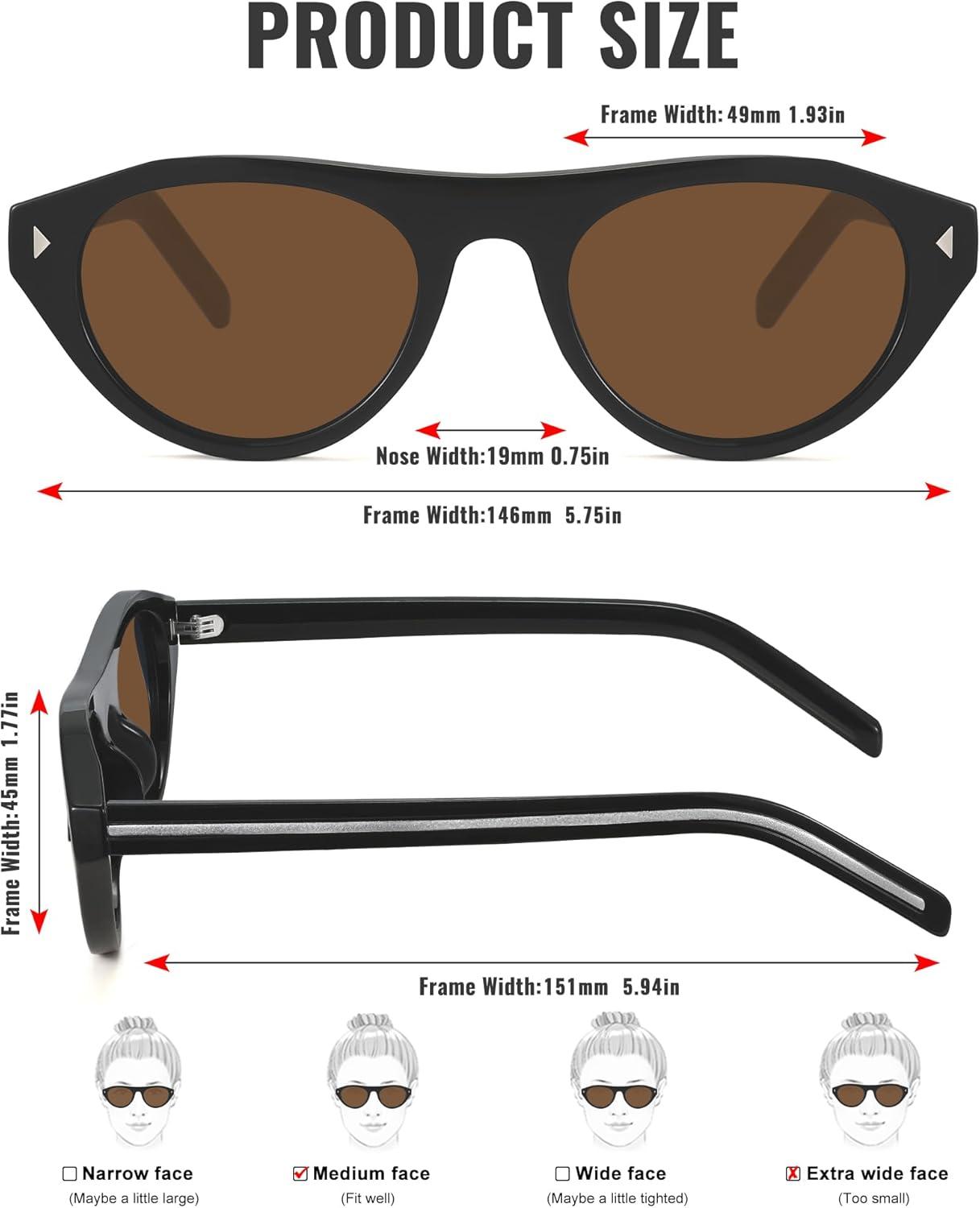 image:imageMEETSUN Trendy Cat Eye Sunglasses for Women Retro Oval Vintage Narrow Frame UV400 Protection for Driving Travel OutdoorC4 Black Framebrown Lens