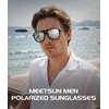 image:imageMEETSUN Polarized Sunglasses for Men Women Square Aviator Style UV400 Protection Driving Fishing Sport Shades 3 PackC1grey Lens  C3 Blue Film Lens  C5 White Mercury Lens