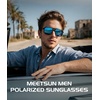 image:imageMEETSUN Polarized Sunglasses for Men Women Square Aviator Style UV400 Protection Driving Fishing Sport Shades 3 PackC1grey Lens  C3 Blue Film Lens  C7 Brown Lens