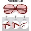 image:imageMEETSUN Retro Square Aviator Trendy 90s Double Bridge Sunglasses for Women  Retro Square Aviator Sunglasses for Women Men Trendy 70s Top Bar Double Bridge Sunglasses UV400 Lightweight ShadesC6 Red Frame Peach Pink Lens