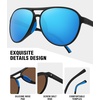 image:imageMEETSUN Sports Aviator Sunglasses for Women Polarized UV Protection Retro 70s 80s 90s Double Bridge for Running DrivingBlackBlue Mirror Lens