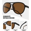 image:imageMEETSUN Sports Aviator Sunglasses for Women Polarized UV Protection Retro 70s 80s 90s Double Bridge for Running DrivingBlackBrown
