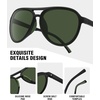 image:imageMEETSUN Sports Aviator Sunglasses for Women Polarized UV Protection Retro 70s 80s 90s Double Bridge for Running DrivingBlackDark Green