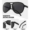 image:imageMEETSUN Sports Aviator Sunglasses for Women Polarized UV Protection Retro 70s 80s 90s Double Bridge for Running DrivingBlackGray