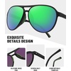 image:imageMEETSUN Sports Aviator Sunglasses for Women Polarized UV Protection Retro 70s 80s 90s Double Bridge for Running DrivingBlackGreen Mirror Lens