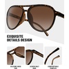 image:imageMEETSUN Sports Aviator Sunglasses for Women Polarized UV Protection Retro 70s 80s 90s Double Bridge for Running DrivingLeopardGradient Brown