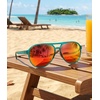 image:imageMEETSUN Sports Aviator Sunglasses for Women Polarized UV Protection Retro 70s 80s 90s Double Bridge for Running DrivingLight BlueRed Mirror Lens