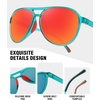 image:imageMEETSUN Sports Aviator Sunglasses for Women Polarized UV Protection Retro 70s 80s 90s Double Bridge for Running DrivingLight BlueRed Mirror Lens