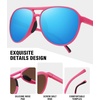 image:imageMEETSUN Sports Aviator Sunglasses for Women Polarized UV Protection Retro 70s 80s 90s Double Bridge for Running DrivingPinkBlue Mirror Lens