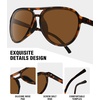 image:imageMEETSUN Sports Aviator Sunglasses for Women Polarized UV Protection Retro 70s 80s 90s Double Bridge for Running DrivingTortoiseBrown