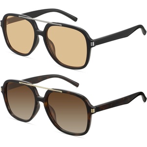 image:imageMEETSUN Retro Square Aviator Trendy 90s Double Bridge Sunglasses for Women  Retro Square Aviator Sunglasses for Women Men Trendy 70s Top Bar Double Bridge Sunglasses UV400 Lightweight ShadesC2 Tortoiseshell Frame C4 Black Frame
