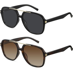 image:imageMEETSUN Retro Square Aviator Trendy 90s Double Bridge Sunglasses for Women  Retro Square Aviator Sunglasses for Women Men Trendy 70s Top Bar Double Bridge Sunglasses UV400 Lightweight ShadesC1 Black Frame C2 Tortoiseshell Frame