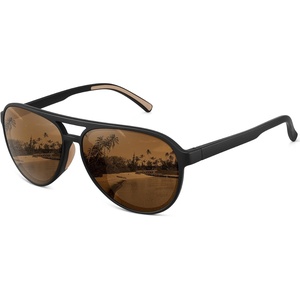 image:imageMEETSUN Sports Aviator Sunglasses for Women Polarized UV Protection Retro 70s 80s 90s Double Bridge for Running DrivingBlackBrown