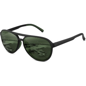 image:imageMEETSUN Sports Aviator Sunglasses for Women Polarized UV Protection Retro 70s 80s 90s Double Bridge for Running DrivingBlackDark Green