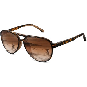 image:imageMEETSUN Sports Aviator Sunglasses for Women Polarized UV Protection Retro 70s 80s 90s Double Bridge for Running DrivingLeopardGradient Brown