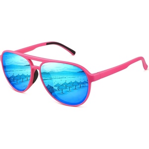image:imageMEETSUN Sports Aviator Sunglasses for Women Polarized UV Protection Retro 70s 80s 90s Double Bridge for Running DrivingPinkBlue Mirror Lens