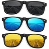 image:imageMEETSUN Classic Polarized Clip On Sunglasses for Men Women Sports Driving Fishing Fit Over Prescription Glasses3packbalckblue Mirrorednight Vision