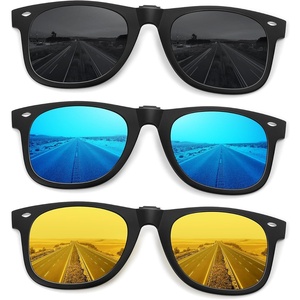image:imageMEETSUN Classic Polarized Clip On Sunglasses for Men Women Sports Driving Fishing Fit Over Prescription Glasses3packbalckblue Mirrorednight Vision