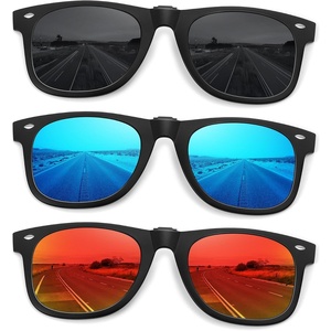 image:imageMEETSUN Classic Polarized Clip On Sunglasses for Men Women Sports Driving Fishing Fit Over Prescription Glasses3packbalckblue Mirroredred Mirrored