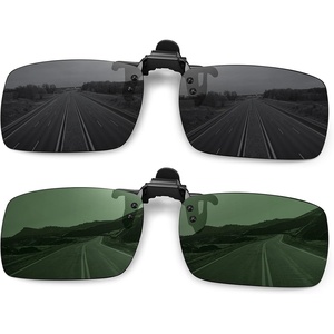 image:imageMEETSUN Polarized Clip On Sunglasses for Men Women Sports Fishing Driving Hiking Fit Over Prescription Glasses2packblackdark Green