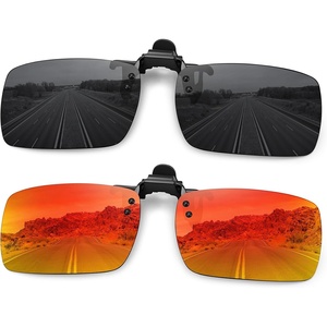image:imageMEETSUN Polarized Clip On Sunglasses for Men Women Sports Fishing Driving Hiking Fit Over Prescription Glasses2packblackred