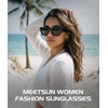 image:imageMEETSUN Chunky Square Sunglasses for Women Men Trendy Thick Frame Black Shades UV400 Protection Retro Fashion EyewearC1 Black Framegray Lenses