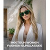 image:imageMEETSUN Chunky Square Sunglasses for Women Men Trendy Thick Frame Black Shades UV400 Protection Retro Fashion EyewearC3 Green Framegray Lenses