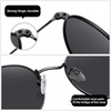 image:imageMEETSUN Round Polarized Sunglasses for Women Men Classic Retro Metal Frame Sun Glasses UV ProtectionBlackGrey