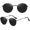 image:imageMEETSUN Round Polarized Sunglasses for Women Men Classic Retro Metal Frame Sun Glasses UV ProtectionBlackGrey