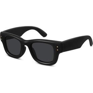 image:imageMEETSUN Chunky Square Sunglasses for Women Men Trendy Thick Frame Black Shades UV400 Protection Retro Fashion EyewearC1 Black Framegray Lenses