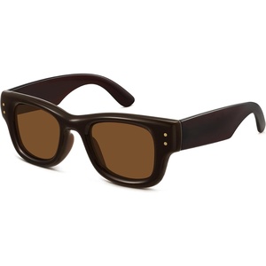 image:imageMEETSUN Chunky Square Sunglasses for Women Men Trendy Thick Frame Black Shades UV400 Protection Retro Fashion EyewearC4 Brown Framebrown Lenses